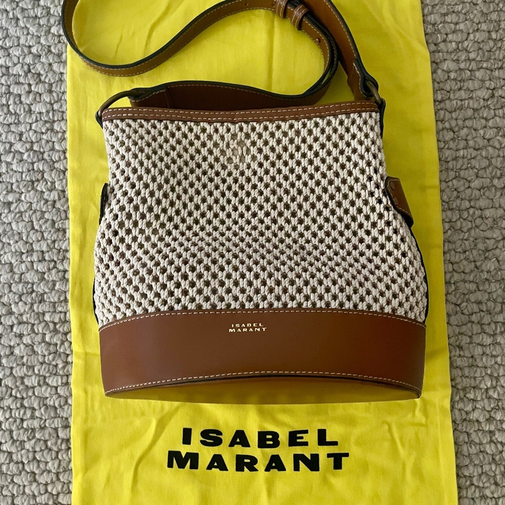 Isabel Marant raffia and leather shoulder bag
